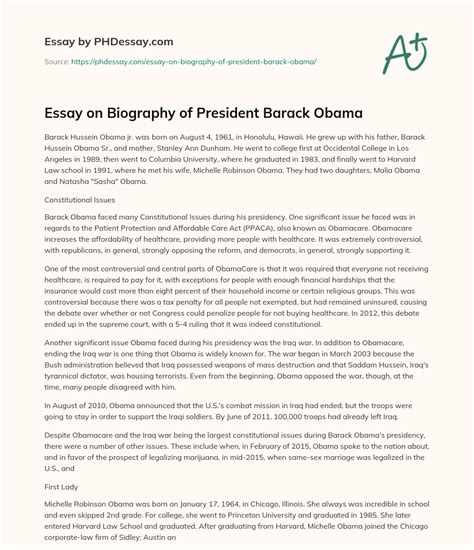 Essay about barack obama biography book review