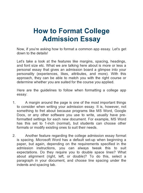 Essay format examples