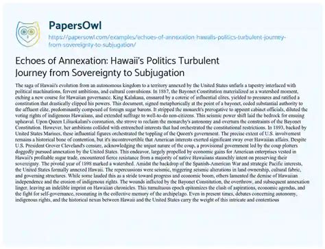 Essay on Hawaiian Sovereignty - 1718 Words Bartleby