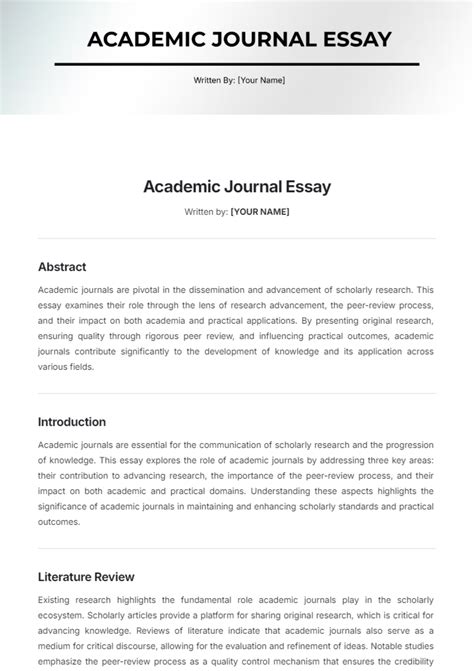 Essays Journal Example