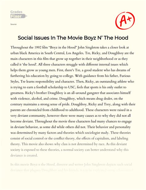 Essays on Boyz N The Hood - GradesFixer