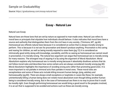 Essays on Natural Law - PaperAp.com