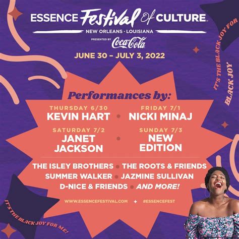 Essence festival. And remember, ESSENCE Festival New Orleans will take place June 30-July 3. Purchase your NOLA tickets here and check back for more updates. 4852710929001. The sister event to ESSENCE Festival in ... 