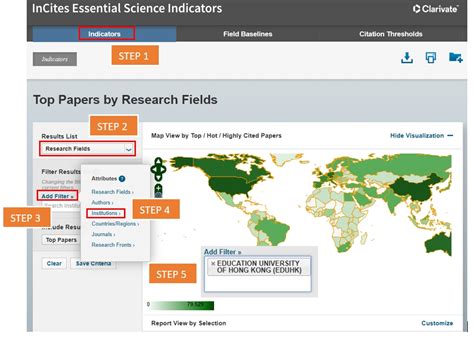 Essential science indicators top 1.  Compare the citation performance Essenti...