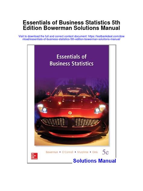 Essentials of business statistics bowerman solutions manual. - Alfa romeo parts spider repair manual online.