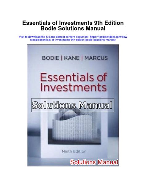 Essentials of investments solution manual bodie 9th. - Lg 32ld650 32ld650 da lcd tv service manual.