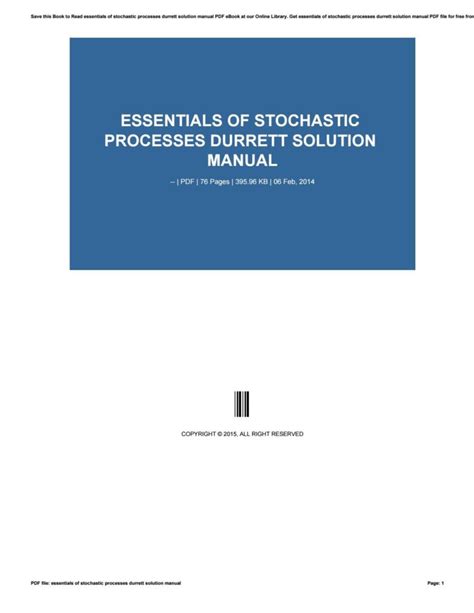 Essentials of stochastic processes solution manual. - Canon ipf700 service repair manual parts catalog.