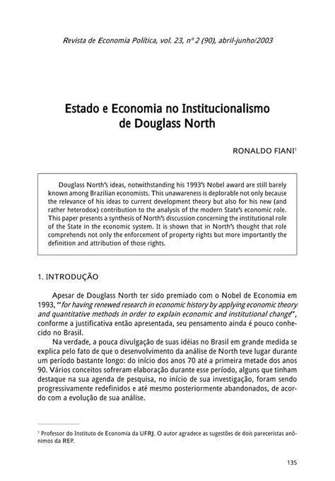 Estado e economia no institucionalismo de Douglass North