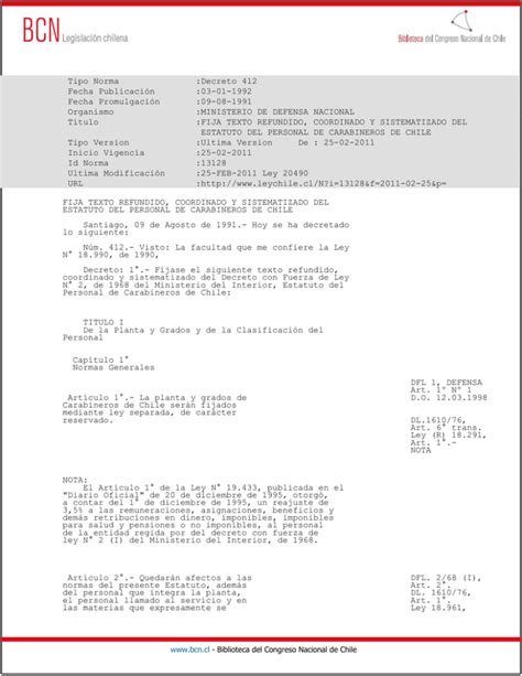 Estatuto del personal de carabineros de chile y sus reglamentos. - 1985 zl900 kawasaki manuale di riparazione.