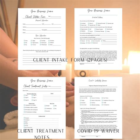 Esthetician Forms Client Intake Form Client Treatment Notes Etsy