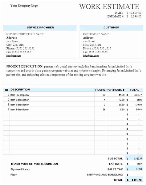 Estimate Template Google Docs Stcharleschill Template