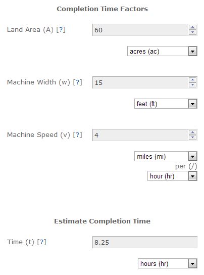 Estimate Time to Process Land Area - SensorsONE