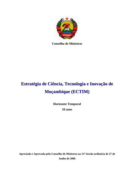 Estratégia de ciência, tecnologia e inovação de moçambique [ectim]. - Complete guide to microsoft excel macros by charles w kyd.