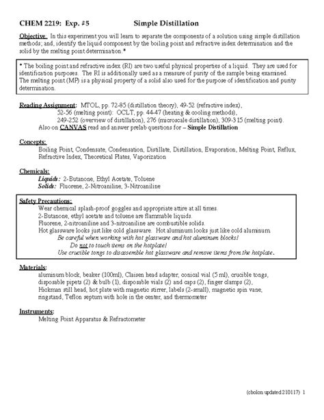 Ethanol Distillation Lab Report