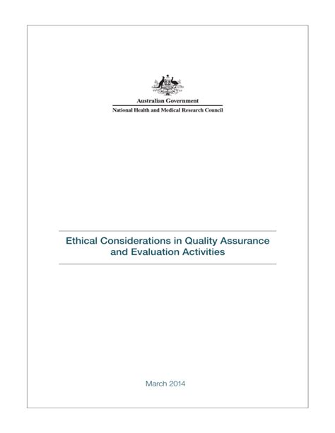 Ethical Considerations in Quality Assurance and Evaluation …