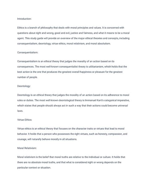 Ethics Study To Introduction Guide