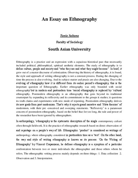 Ethnographic Essay: how to write an ethnography paper/report + Examples (2024)
