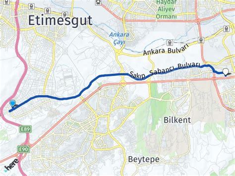 Etimesgut Göksu Ankara Söğütözü Cep Terminali Arası Kaç Km Yol Tarifi. 