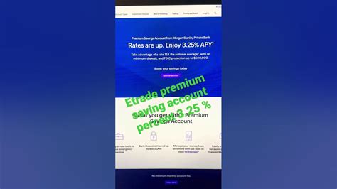 Etrade premium savings account. $1.50 Bonds (online secondary trades) $1.00 per bond (minimum $10, maximum $250) Detailed pricing Expand all Stock and options trades Exchange-traded funds (ETFs) … 