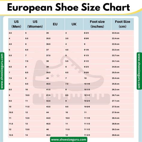 Eu Footwear Size Chart