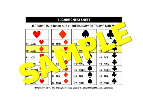 Euchre Cheat Sheet For Beginners Printable