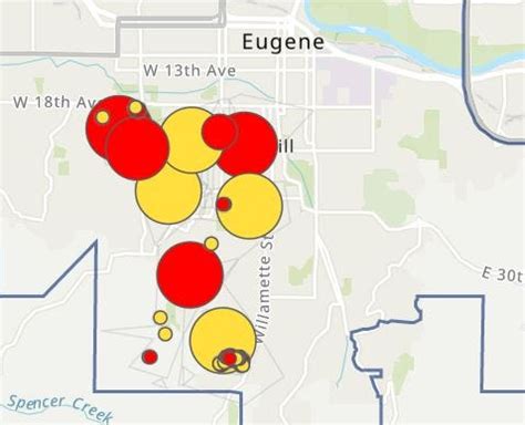 Eugene or power outage. Jan 18, 2024 · Helping others while staying with a friend during power outage. John Whitfield's family lost power at their home in Thurston on Saturday. When Whitfield, his 3-year-old daughter and his girlfriend ... 