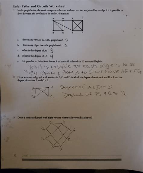 Euler Circuit And Path Worksheet Answers Printable Word Searches