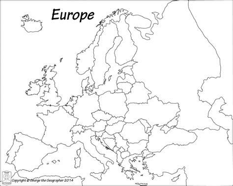 Europe Map Blank Printable