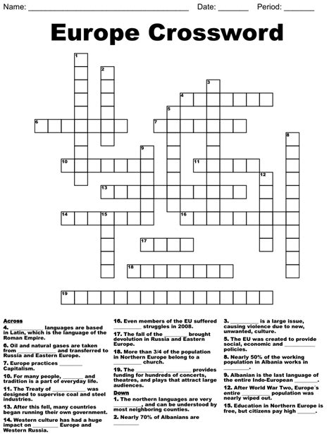 European Language Crossword Clue