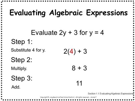 Evaluating Algebraic Expressions Examples