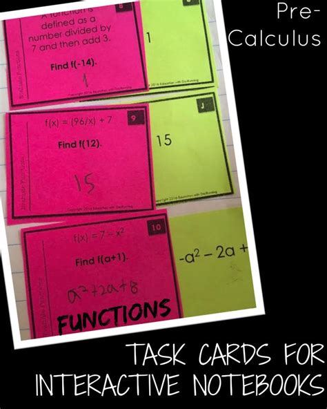 Evaluating Functions Task Card Activity for PreCalculus Task cards, Precalculus, Math lessons
