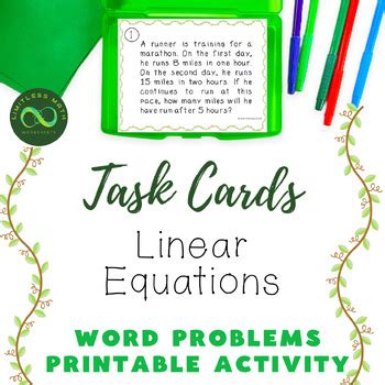 Evaluating Functions Task Cards Equation, Words and Word problems