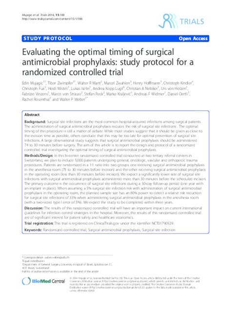 Evaluating the optimal timing of surgical antimicrobial prophylaxis ...