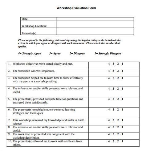 Evaluation Form 11+ Free Samples, Examples, Format