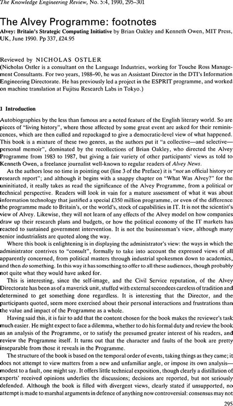 Evaluation Of The Alvey Programme For Advanced Information Technology