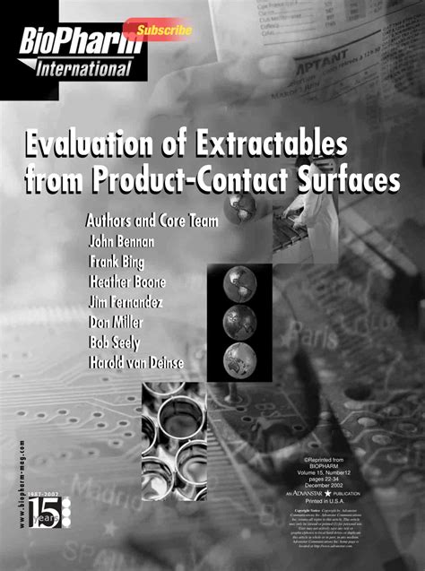 Evaluation of Extractables from Product-Contact Surfaces