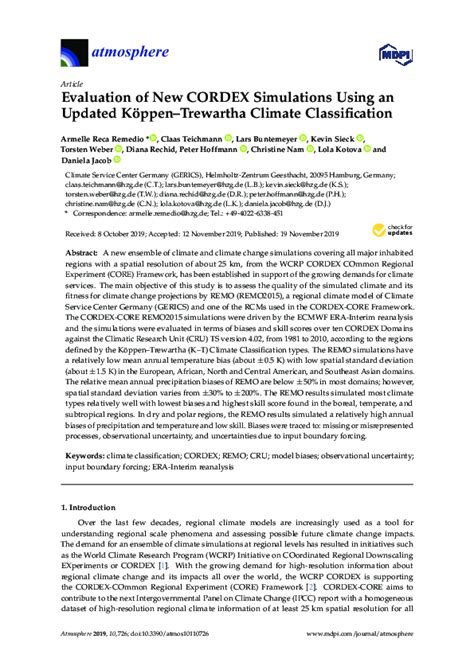 Evaluation of New CORDEX Simulations Using an Updated …