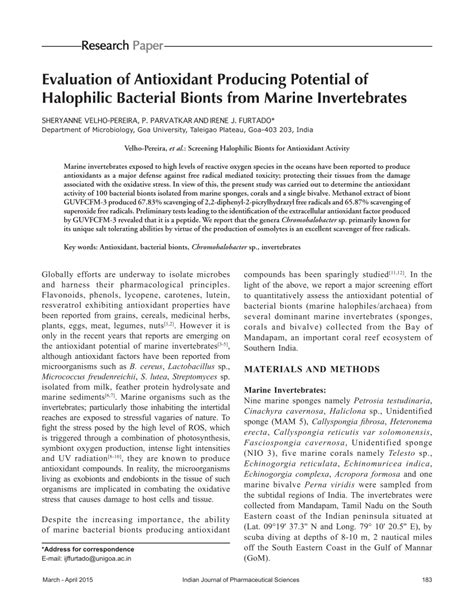 Evaluation of antioxidant producing potential of halophilic …