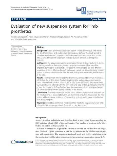 Evaluation of new suspension system for limb prosthetics