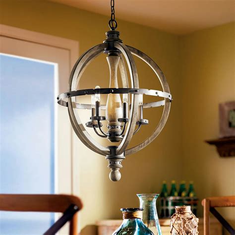 Evan Chandelier Antique Gray Wood Kichler Lighting