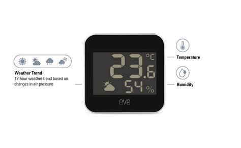 Eve humidity sensor.  A: The Eve Weather Station uses precision-engineered sensors...