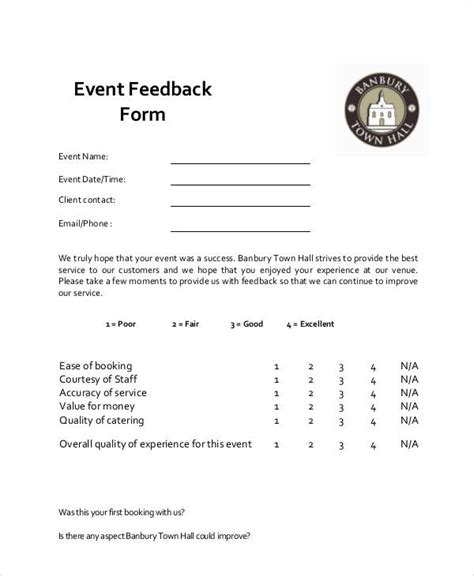 Event Feedback Form, Sample Event Feedback Form Sample Forms