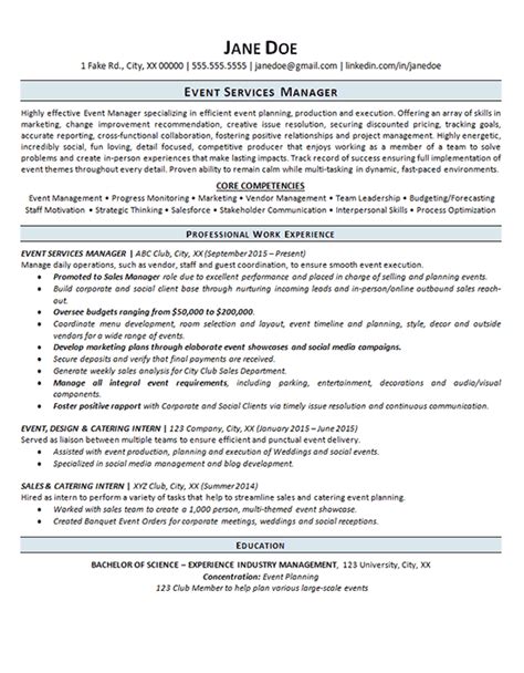 Event Manager Resume Example Event Planning Services in 2021 Event