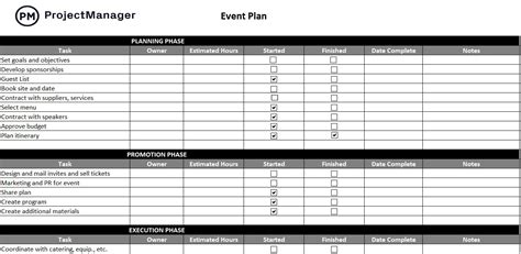 Event Plan Template For Excel Free Download Projectmanager
