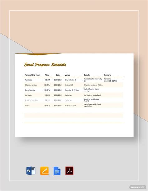 Event Program Schedule Template Google Docs, Word, Apple Pages