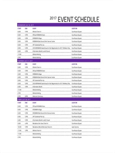 Event Schedule Template Word