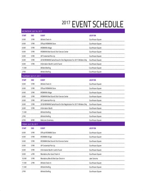 Event Schedule page