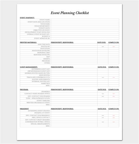 Event To Do List Template 40+ Checklists in Word, Excel & PDF
