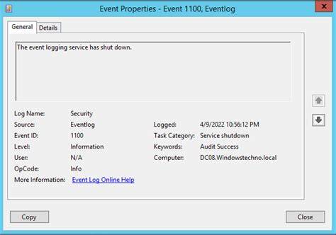 Event id 1100.  This happens during the initial connection Event ID 1100 indicates th...