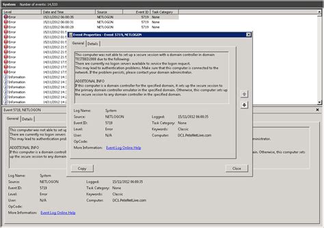 Event id 5719 this computer was not able to set up a secure session wit...
